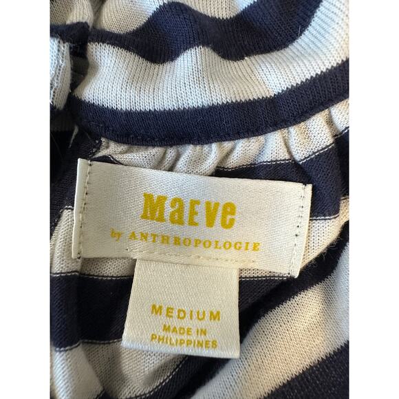 Maeve by Anthropologie Blue Striped Cowl Neck Blouse Top Medium - Picture 9 of 11